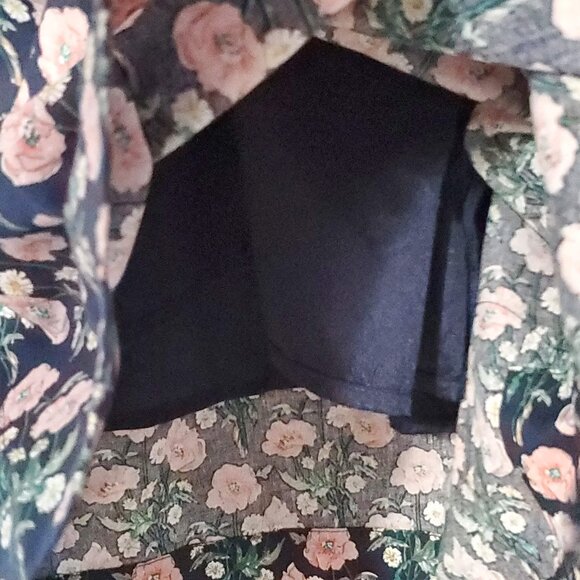 THML Navy Floral Long Sleeve, V Neck, Shirt Dress, M - Picture 10 of 10